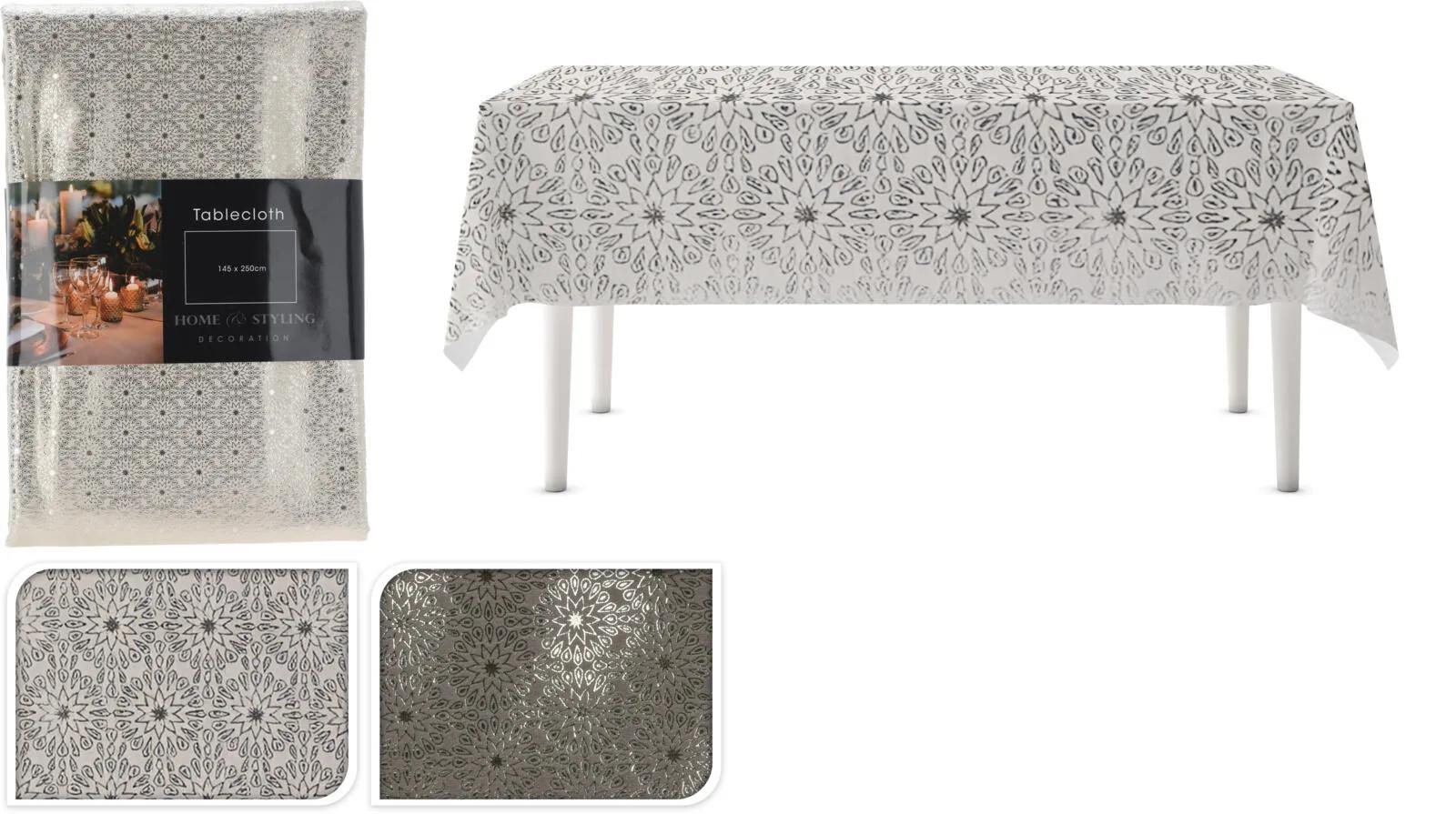 Elegancki Obrus Aksamitny 145x250cm – Śniadaniowy i Świąteczny Velvet z Metalicznym Wzorem (Miks Kolorów)
