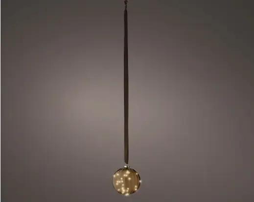 Kula Szklana Wisząca LED 14cm – Lampka Świąteczna na Baterie z Timerem Lumineo Bursztynowa / Brązowa