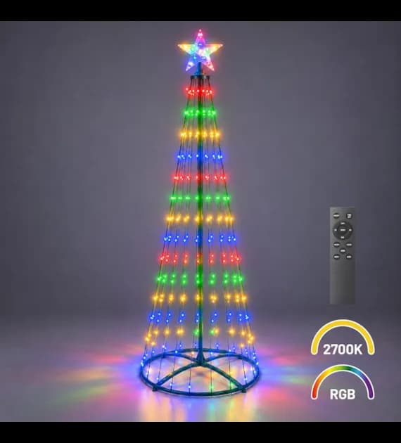 Choinka LED 1,8m 269 LED RGB + 2700K Pilot IP44 Zielona Eko-Light