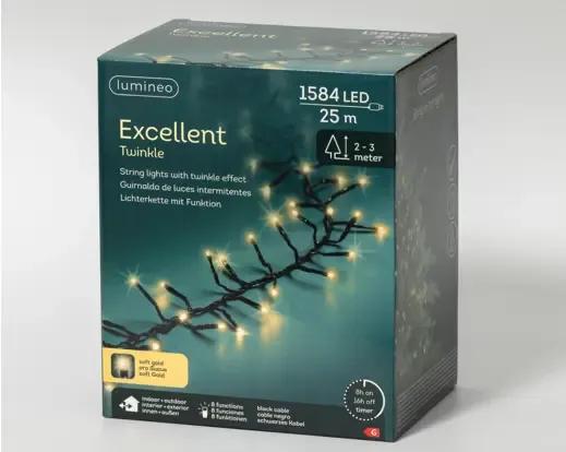GĘSTE LAMPKI CHOINKOWE 1584 LED – SOFT GOLD (25m) Z TIMEREM I PROGRAMATOREM