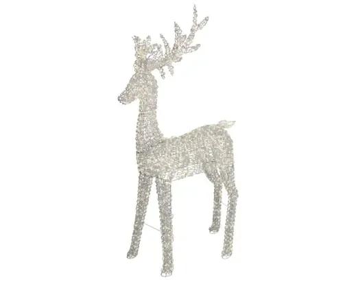 Monumentalny Renifer Świecący 3D 2350 LED XXL 200cm – Ciepła Biel (Twinkle / Flash) Srebrny Stelaż