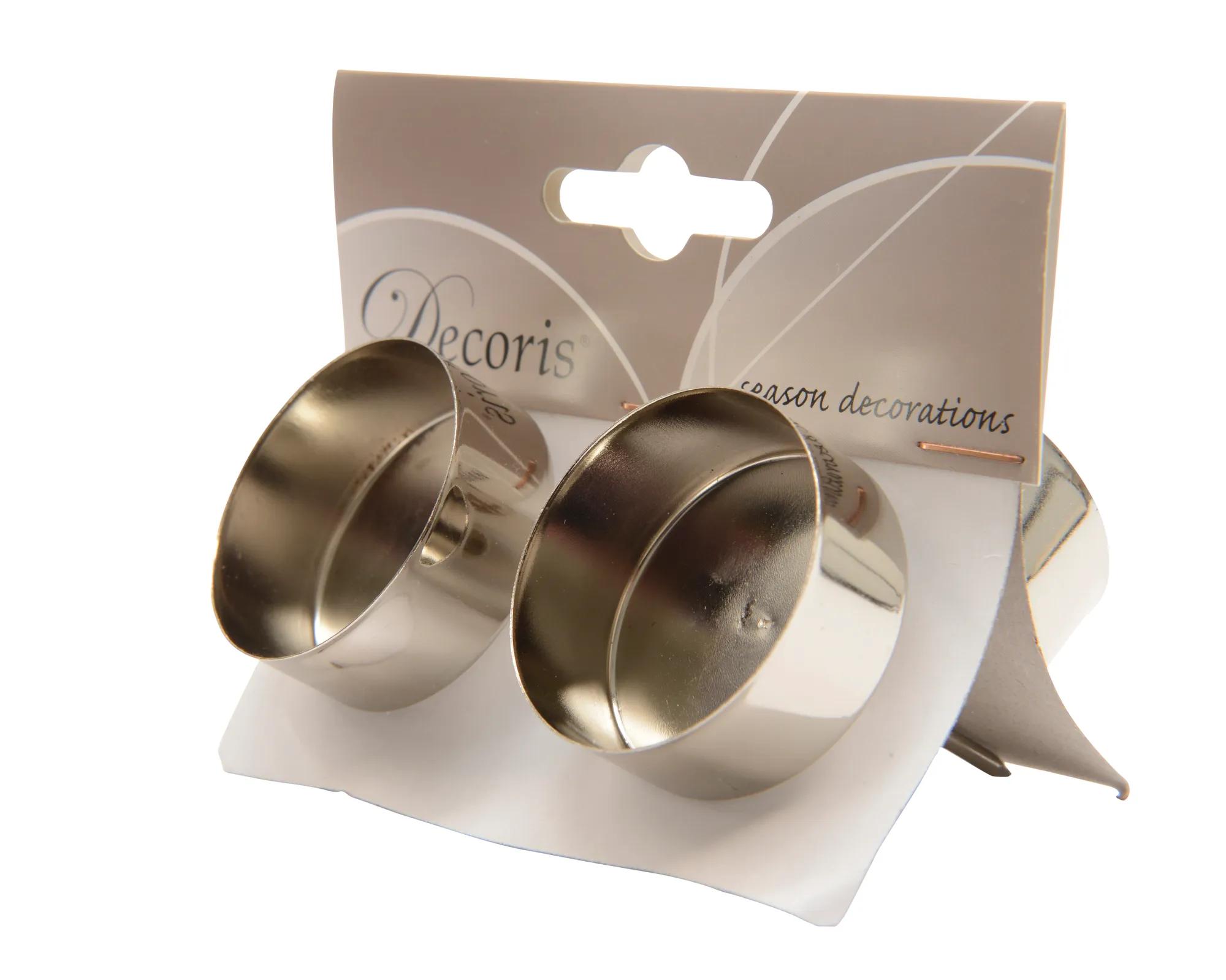 Świeczniki Metalowe Decoris Srebrne Podgrzewacze T-light 2 szt.