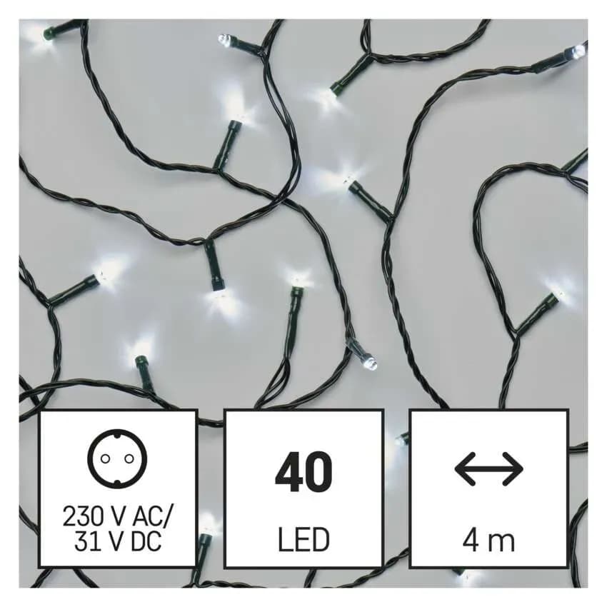 Lampki Choinkowe Świąteczne EMOS Classic 40 LED – 4m, Zimna Biel (Multifunkcja)