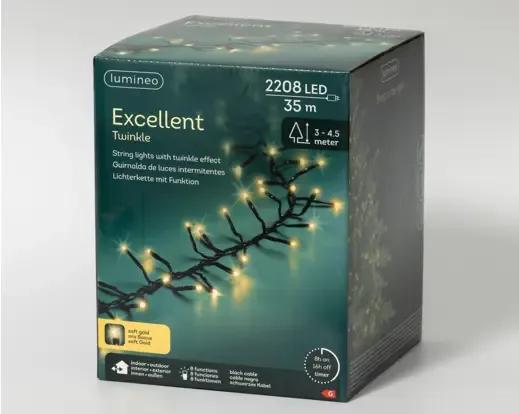 GĘSTE LAMPKI CHOINKOWE 2208 LED – SOFT GOLD (35m) Z TIMEREM I PROGRAMATOREM