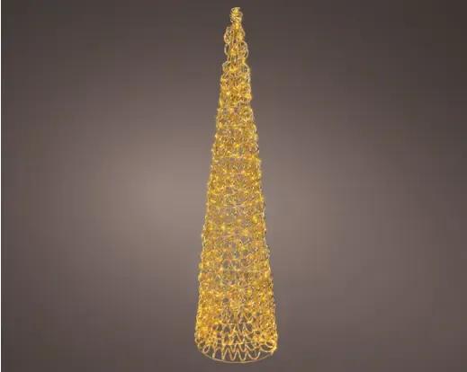 Profesjonalny Stożek Choinka LED 500 LED 210cm – Ciepła Biel (Twinkle / Flash) Złoty Stelaż
