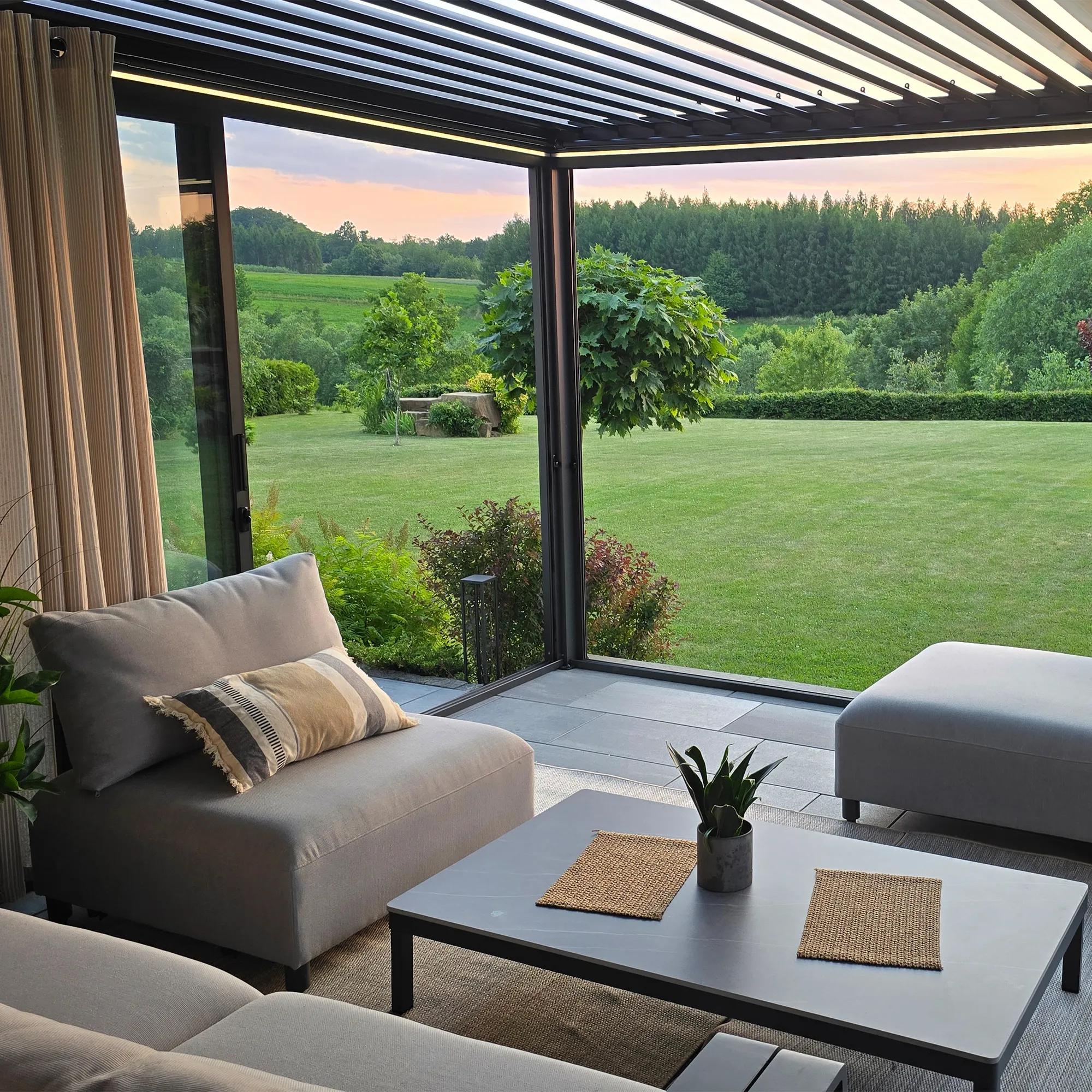 Pergola tarasowa Luxe 3 x 4 m antracytowa z LED i elektrycznym dachem - zdjęcie 3