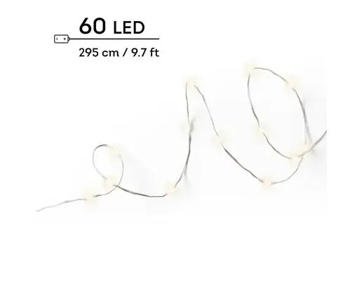 Lampki Choinkowe Druciki 60 Micro LED Ciepły Biały 2,95m na Baterie