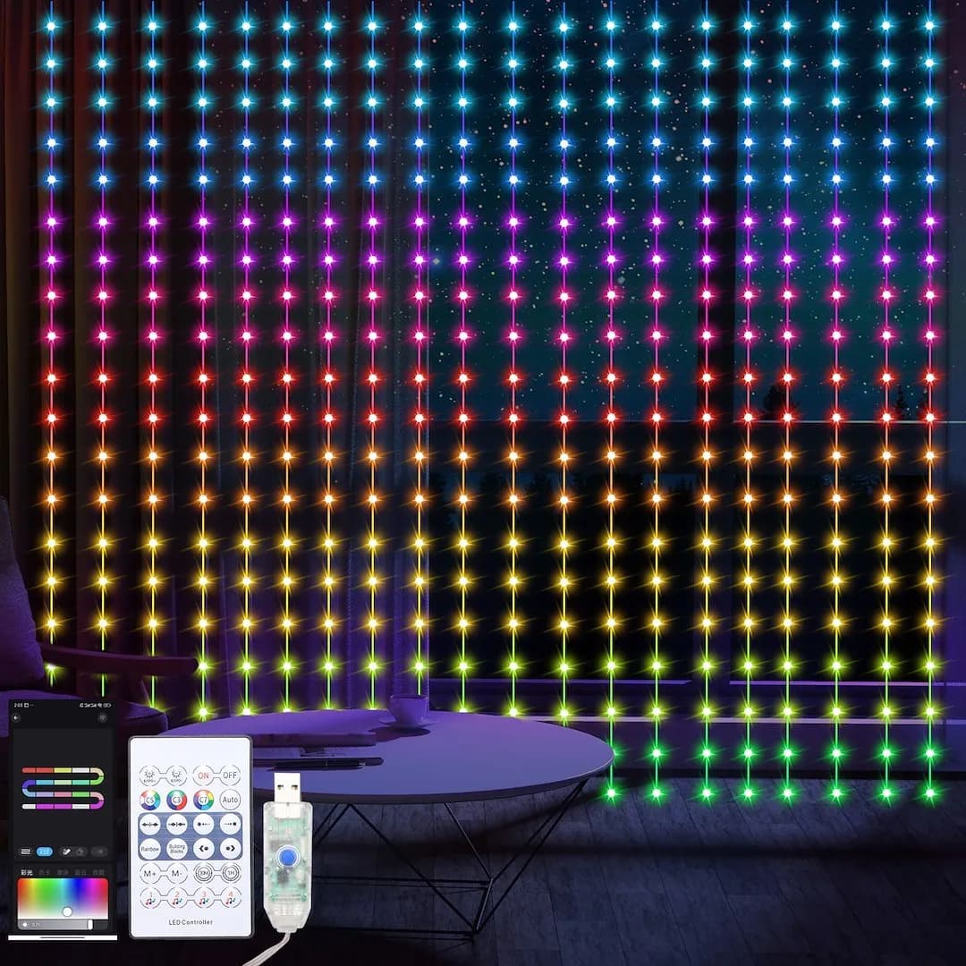 KURTYNA ŚWIETLNA LED WIZARD KULKA – 2x2M 400 LED RGB SMART APP + PILOT USB