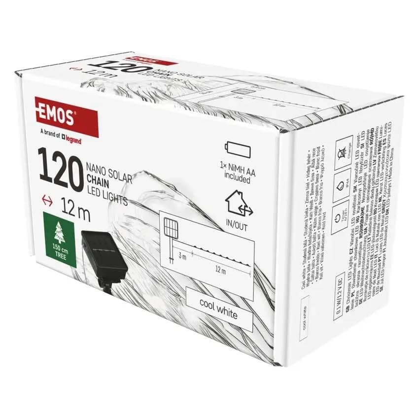 EMOS Solarny Drucik Świetlny NANO 120 LED 12m (Zimna Biel)