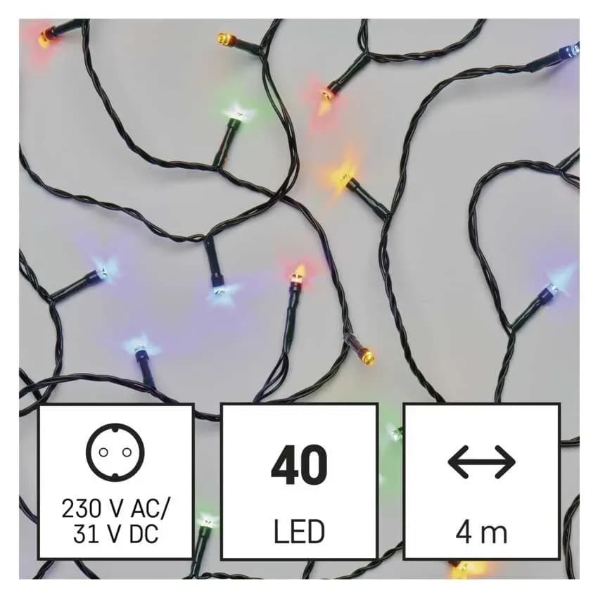 EMOS Łańcuch Choinkowy CLASSIC 40 LED 4m (Multikolor) – 8 Funkcji