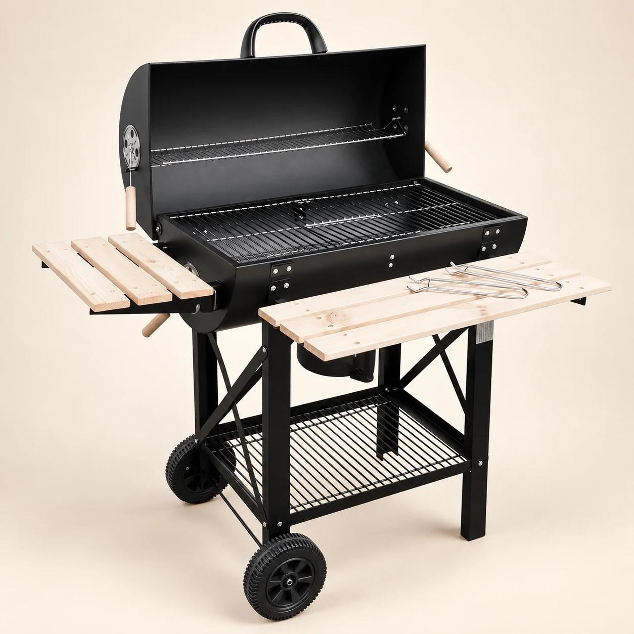 Grill węglowy MIR418 z drewnianymi półkami