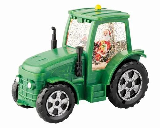 Świąteczny Traktor Wodny LED z Muzyką i Ruchem 22cm Zielony z Mikołajem