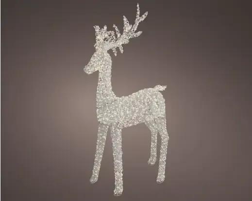 Monumentalny Renifer Świecący 3D 2350 LED XXL 200cm – Ciepła Biel (Twinkle / Flash) Srebrny Stelaż