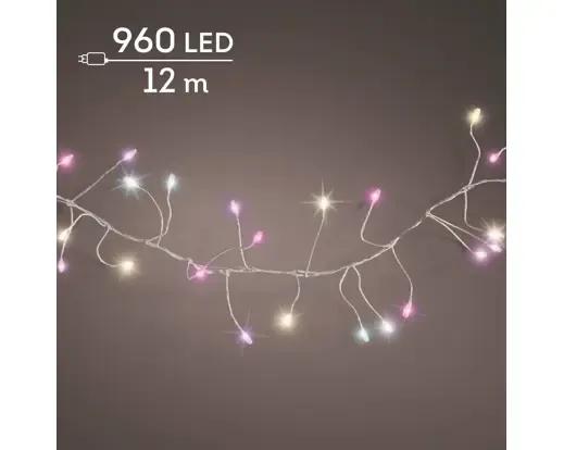 DRUCIKI CHOINKOWE COMPACT TWINKLE 960 LED MULTIKOLOR – GĘSTE LAMPKI 12m Z TIMEREM