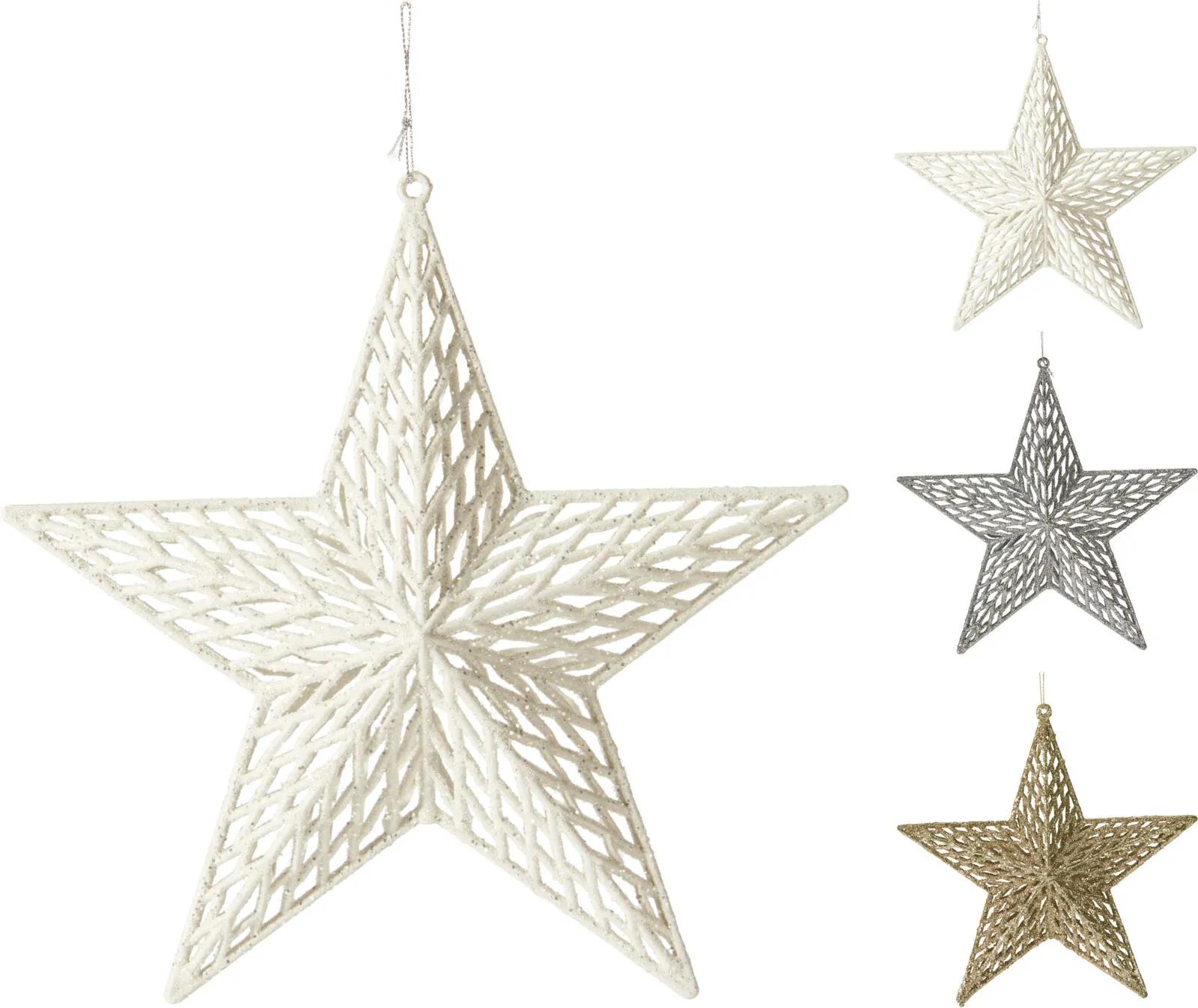 WISZĄCA GWIAZDA BROKATOWA 25 cm – ŚWIĄTECZNA DEKORACJA GLITTER