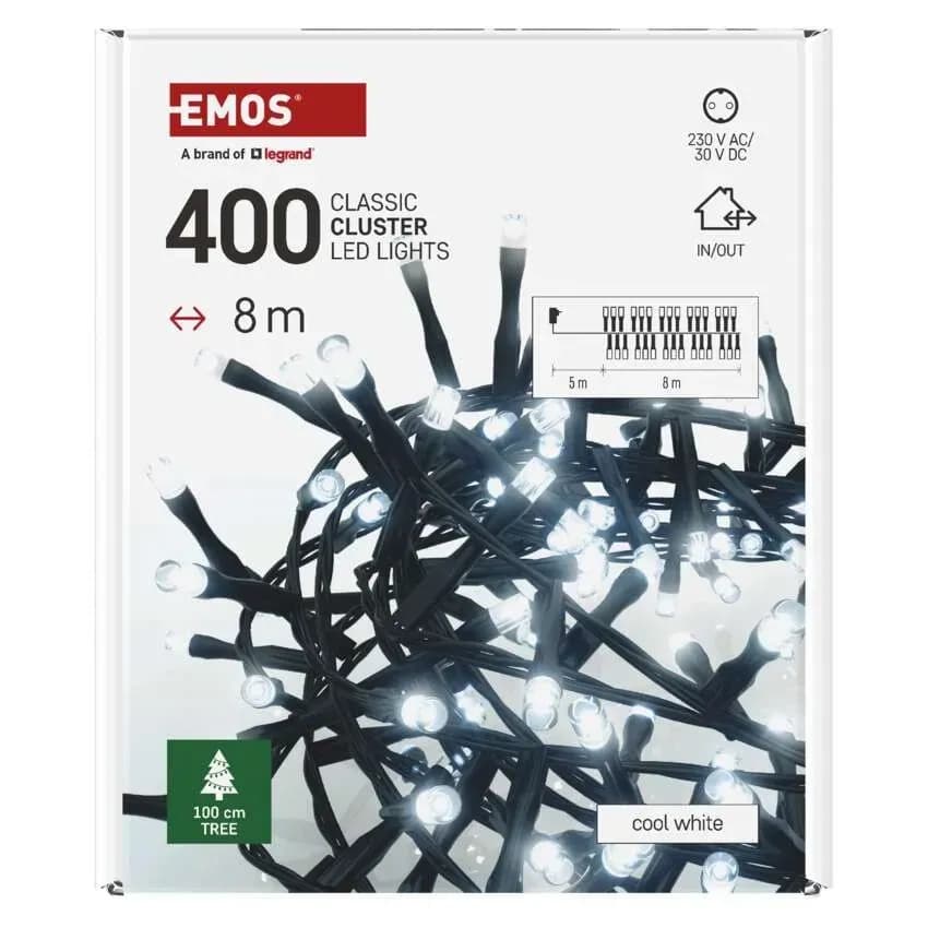 EMOS Łańcuch Choinkowy CLUSTER Jeżyk 400 LED 8m (Zimna Biel)