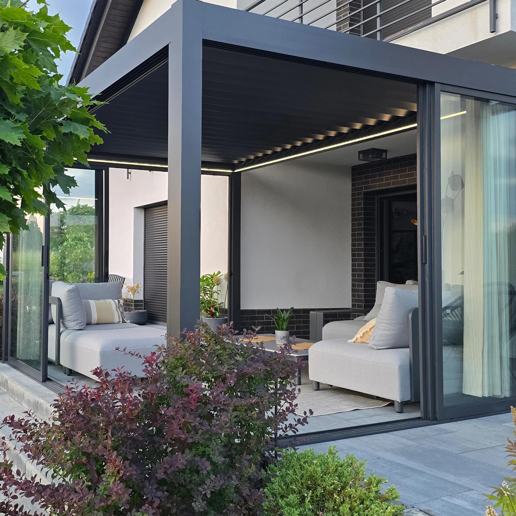 Drzwi przesuwne szklane 4M do pergoli Luxe antracytowe - zdjęcie 4