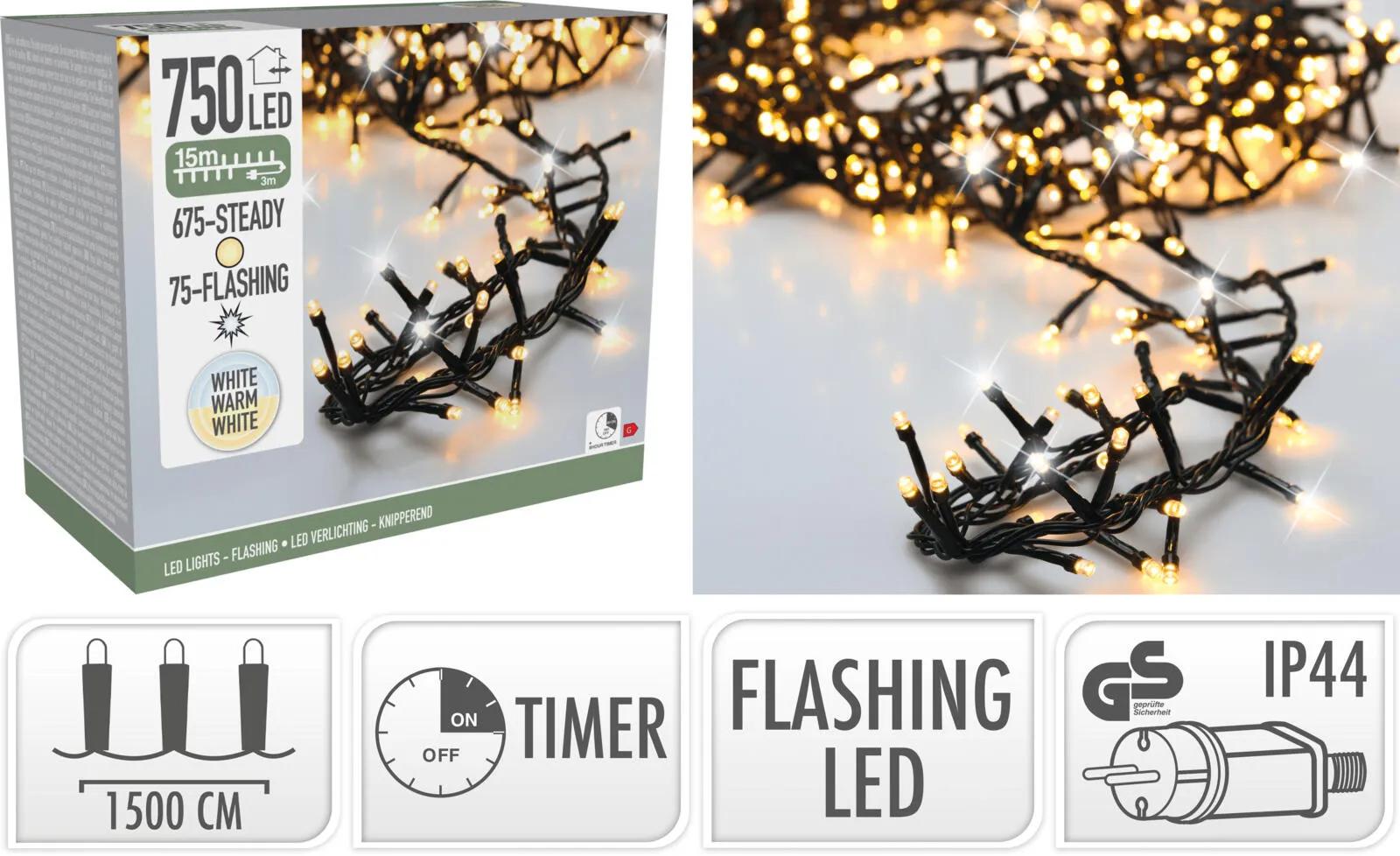 LAMPKI ŚWIATEŁKA CHOINKOWE 750 LED – ENERGOOSZCZĘDNE Z FLASHEM I TIMEREM