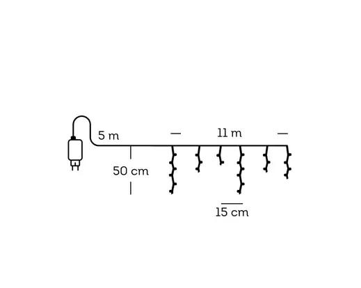 Kurtyna Sople Lumineo Icicle Twinkle 259 LED 11m Ciepły Biały Czarny Kabel Timer IP44