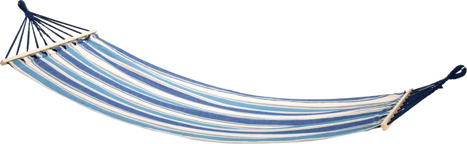 Hamak Ogrodowy z Drewnianą Poprzeczką – Niebieskie Pasy (200x80 cm)
