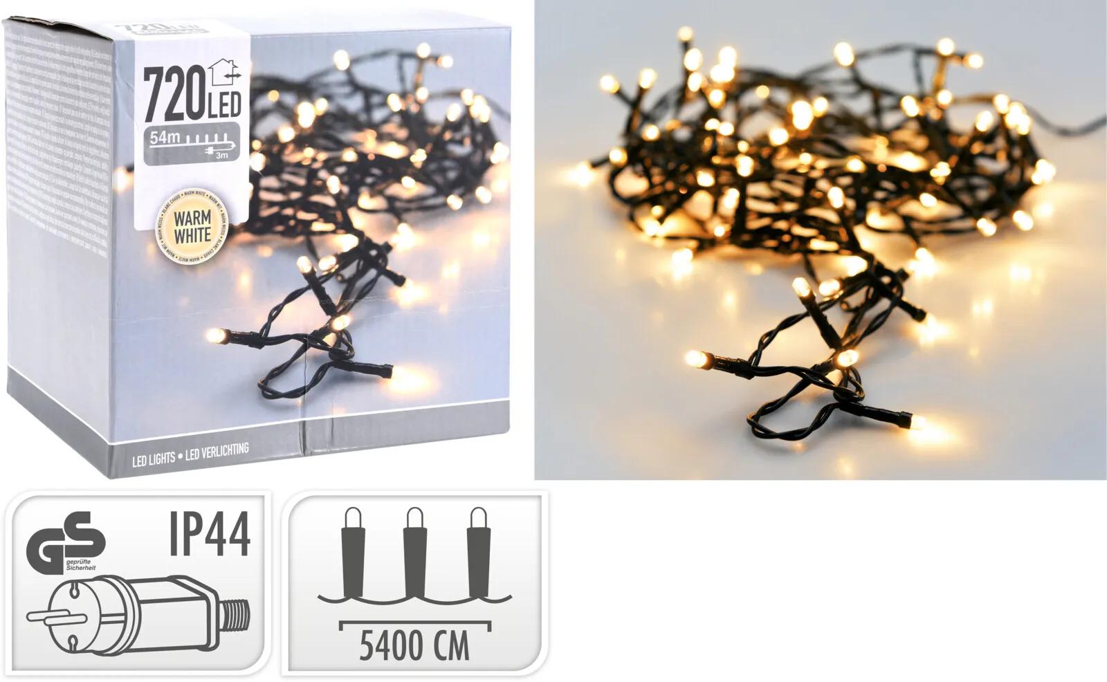 LAMPKI CHOINKOWE 720 LED 54m CIEPŁY BIAŁY