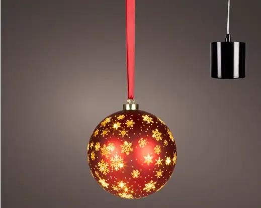 ŚWIĘCĄCA SZKLANA BOMBKA LED Z RUCHEM I TIMEREM – 19 cm, CZERWONA