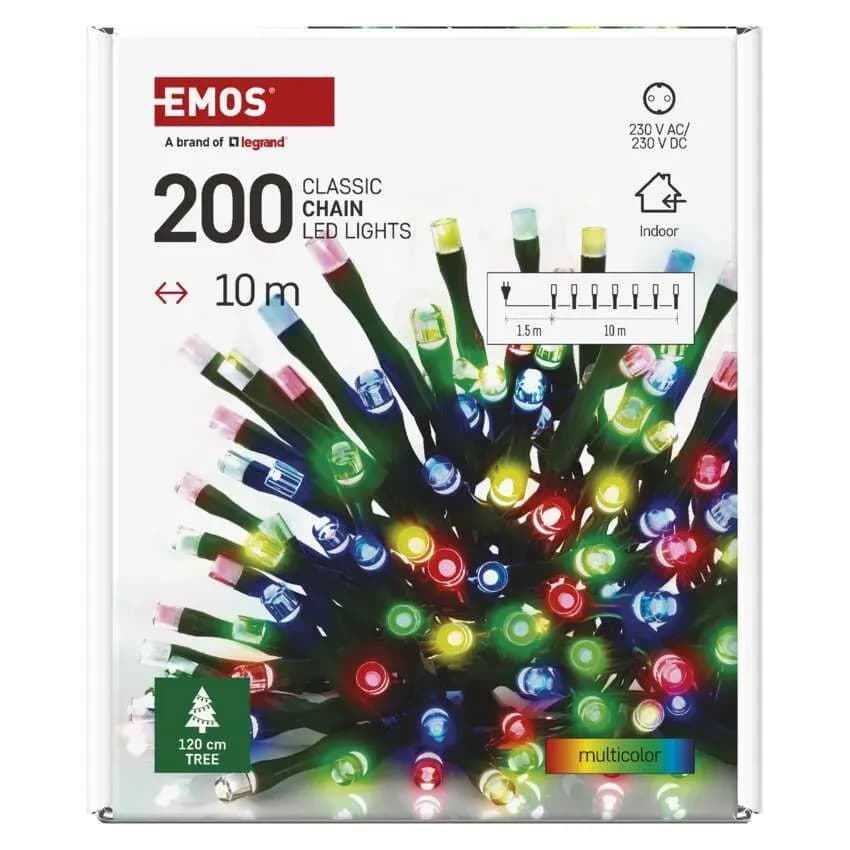 EMOS Łańcuch Choinkowy CLASSIC 200 LED 10m (Multikolor) – Do Wnętrz