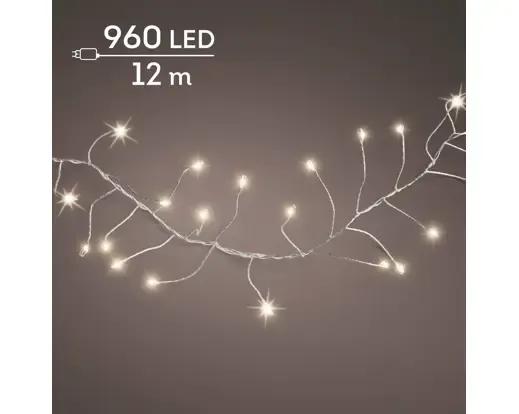 DRUCIKI CHOINKOWE COMPACT TWINKLE 960 LED – GĘSTE LAMPKI 12m Z TIMEREM (SREBRNY DRUCIK)