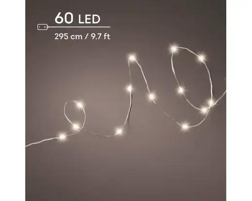Lampki Choinkowe Druciki 60 Micro LED Ciepły Biały 2,95m na Baterie