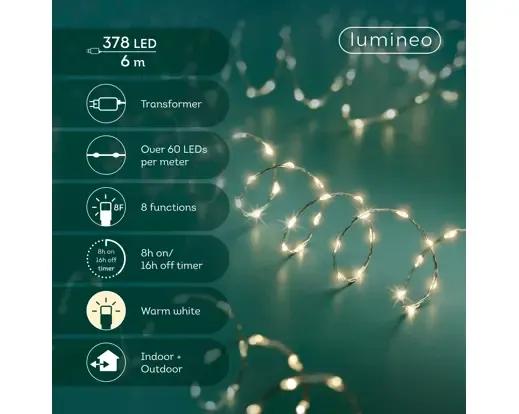 DRUCIKI CHOINKOWE STRING LIGHTS TWINKLE 378 LED – LAMPKI 6m Z TIMEREM (SREBRNY DRUCIK)