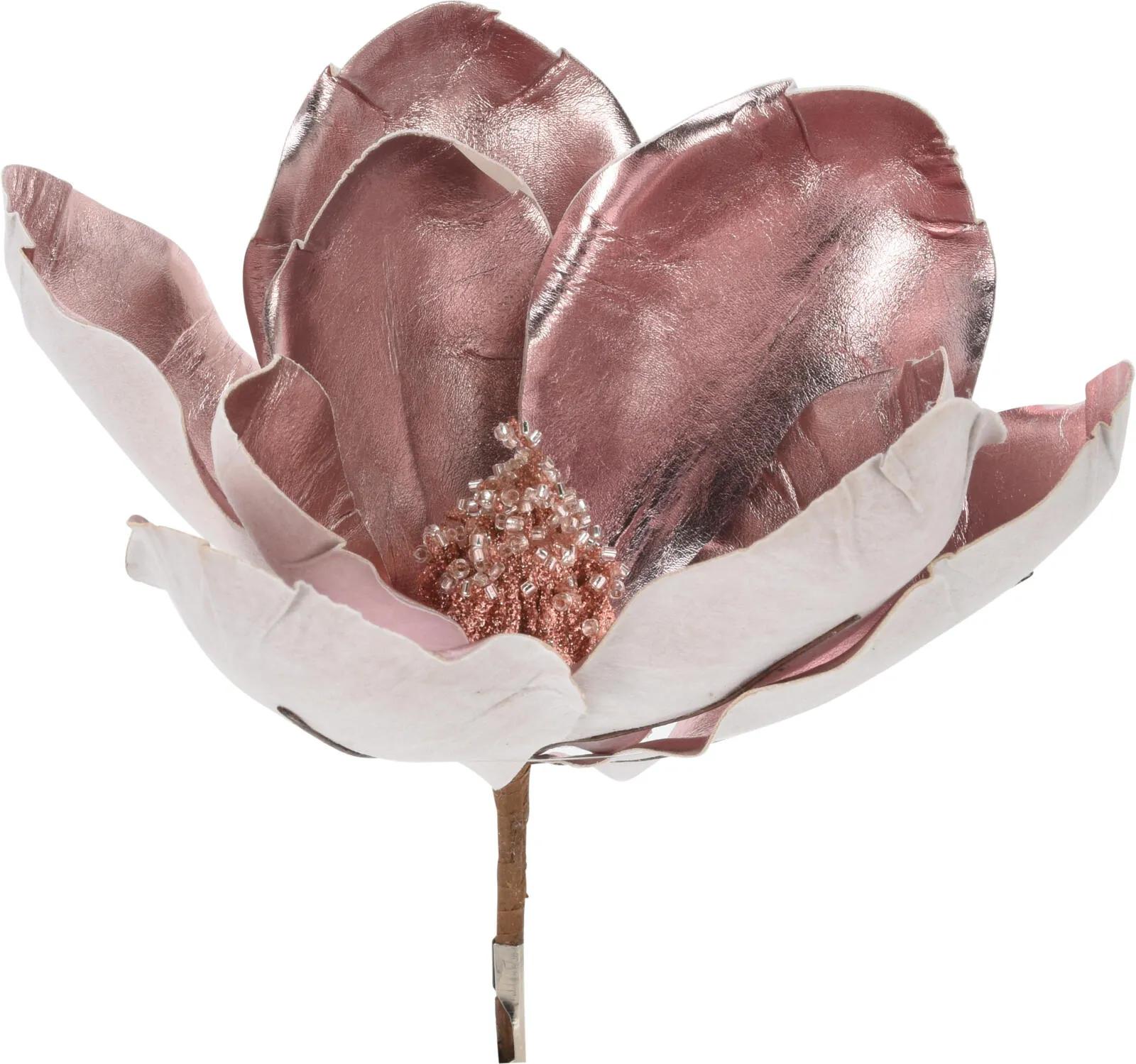 Sztuczna Magnolia – Elegancka Główka Kwiatowa z Metalicznym Połyskiem