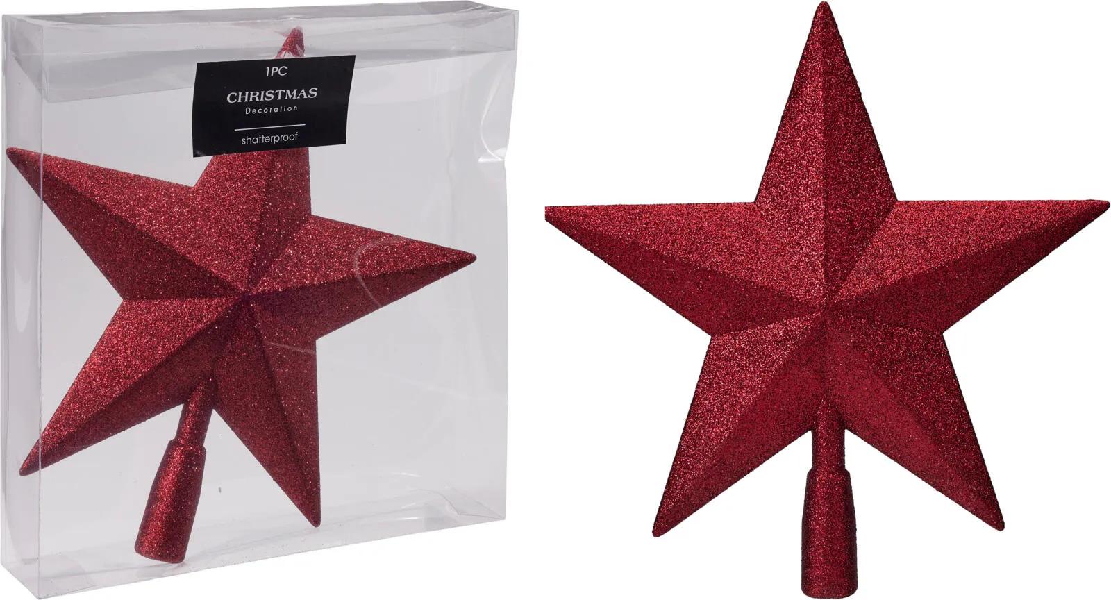 Brokatowy Szpic na Choinkę Gwiazda 28,5cm – Elegancka Gwiazda Betlejemska na Czubek Choinki, Głęboki Burgund