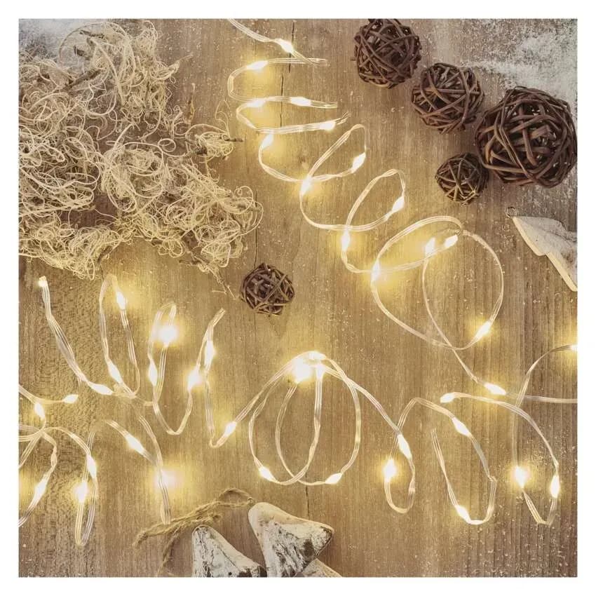 Lampki Choinkowe Druciki EMOS Drop Łezki 120 LED – 12m, Ciepła Biel (z Timerem)