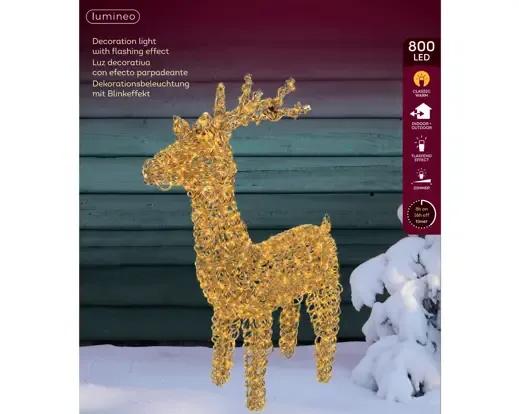 Elegancki Renifer Świecący 3D 800 LED 104cm – Classic Warm & Warm White (Twinkle)
