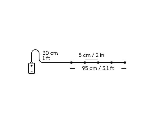 Lampki Choinkowe Micro LED 20 – Elastyczny Drucik 95 cm (Ciepły Biały)