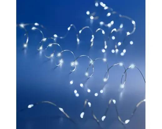 Lampki Choinkowe Druciki 100 Micro LED Zimny Biały 4,95m na Baterie