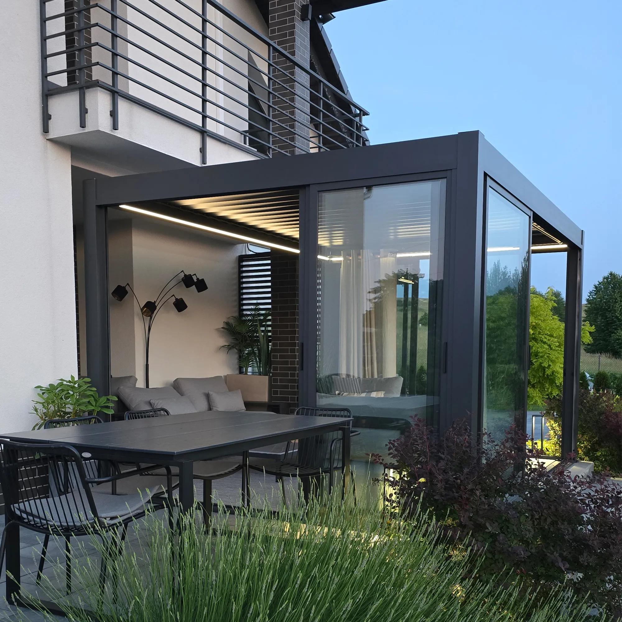 Drzwi przesuwne szklane 4M do pergoli Luxe antracytowe - zdjęcie 10