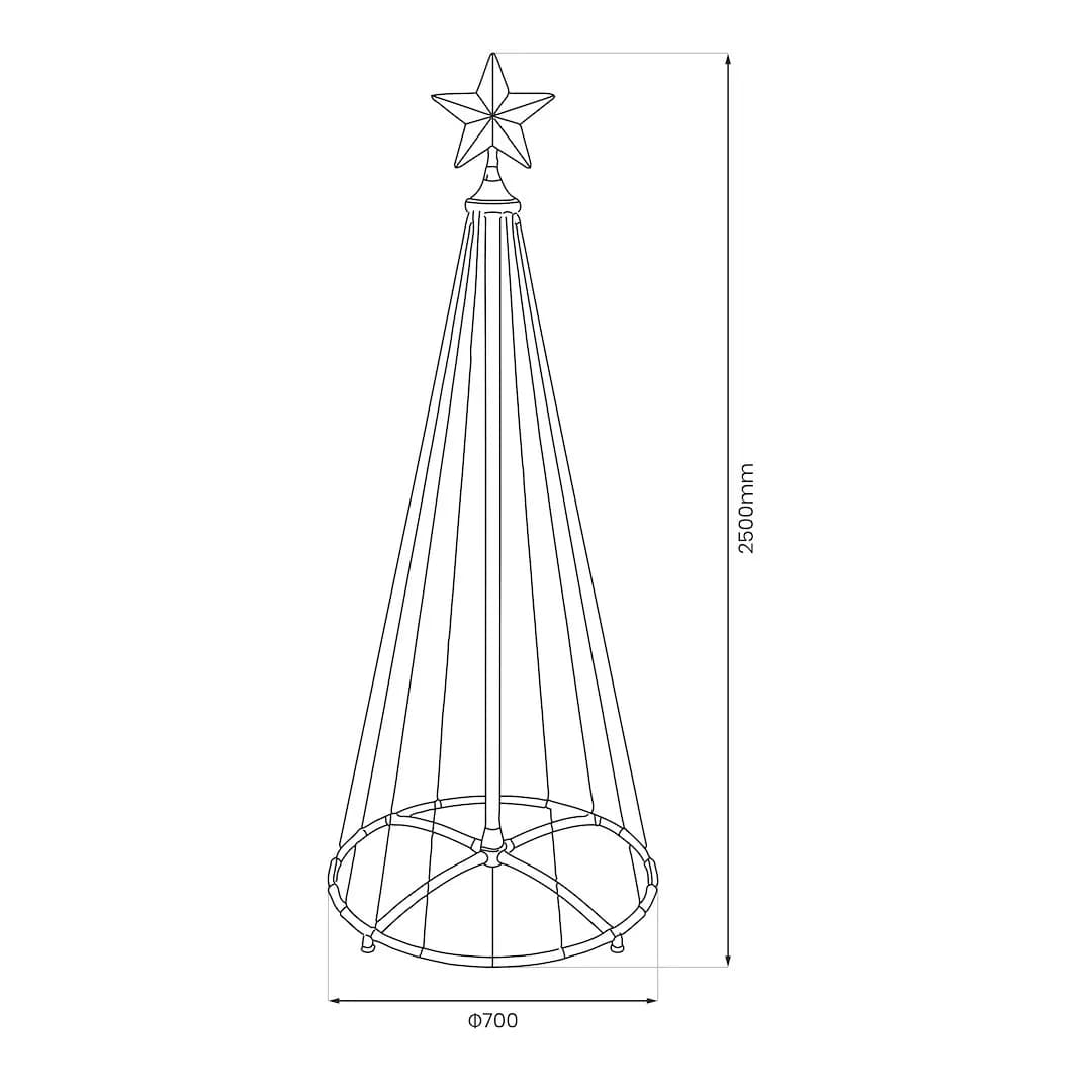 NOWOCZESNA CHOINKA LED NA STELAŻU – 1.8M 269 LED RGB + 2700K (CIEPŁA BIEL) + PILOT IP44