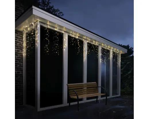 Kurtyna Sople Lumineo Compact Icicle 256 LED 3,75m Ciepły Biały Łączone Timer IP44