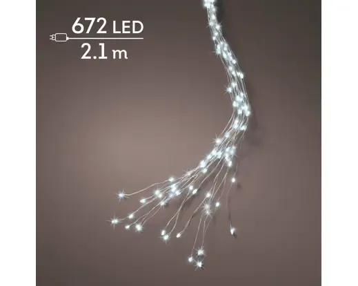 OŚWIETLENIE CHOINKOWE Z PĘTLĄ 672 LED – ZIMNA BIEL (2,1m) Z TIMEREM I EFEKTEM FLASH