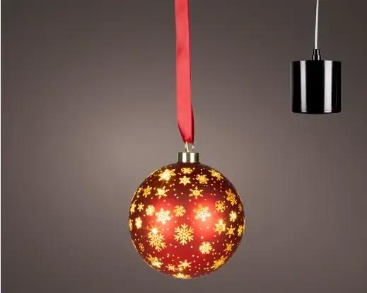 ŚWIĘCĄCA SZKLANA BOMBKA LED Z RUCHEM I TIMEREM LUMINEO – 14 cm, CZERWONA