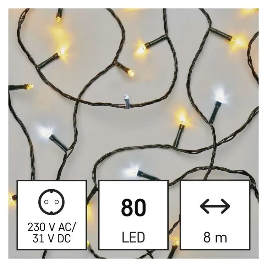 EMOS Łańcuch Choinkowy CLASSIC 80 LED 8m (Ciepła Biel + Zimna Biel)