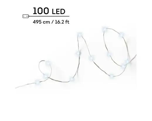 Lampki Choinkowe Druciki 100 Micro LED Zimny Biały 4,95m na Baterie