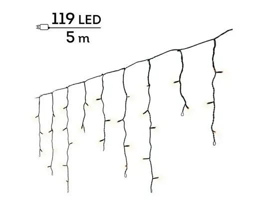 Kurtyna Świetlna Sople 119 LED 5m – Ciepła Biel (Twinkle) / Czarny Przewód