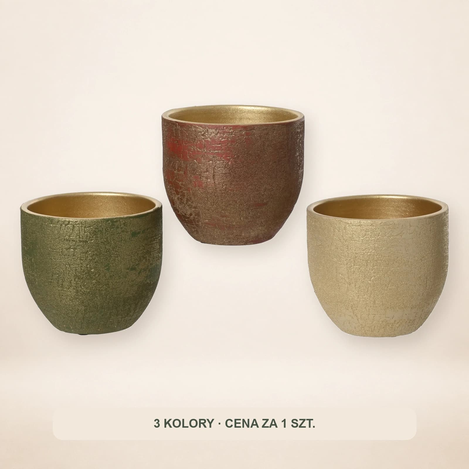 Osłonka z Terakoty Doniczka Brokatowa Glamour Złote Wnętrze 16cm