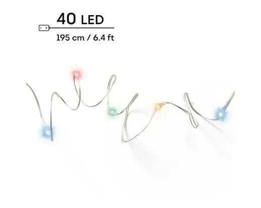Lampki Choinkowe Druciki 40 Micro LED Wielokolorowe 1,95m na Baterie