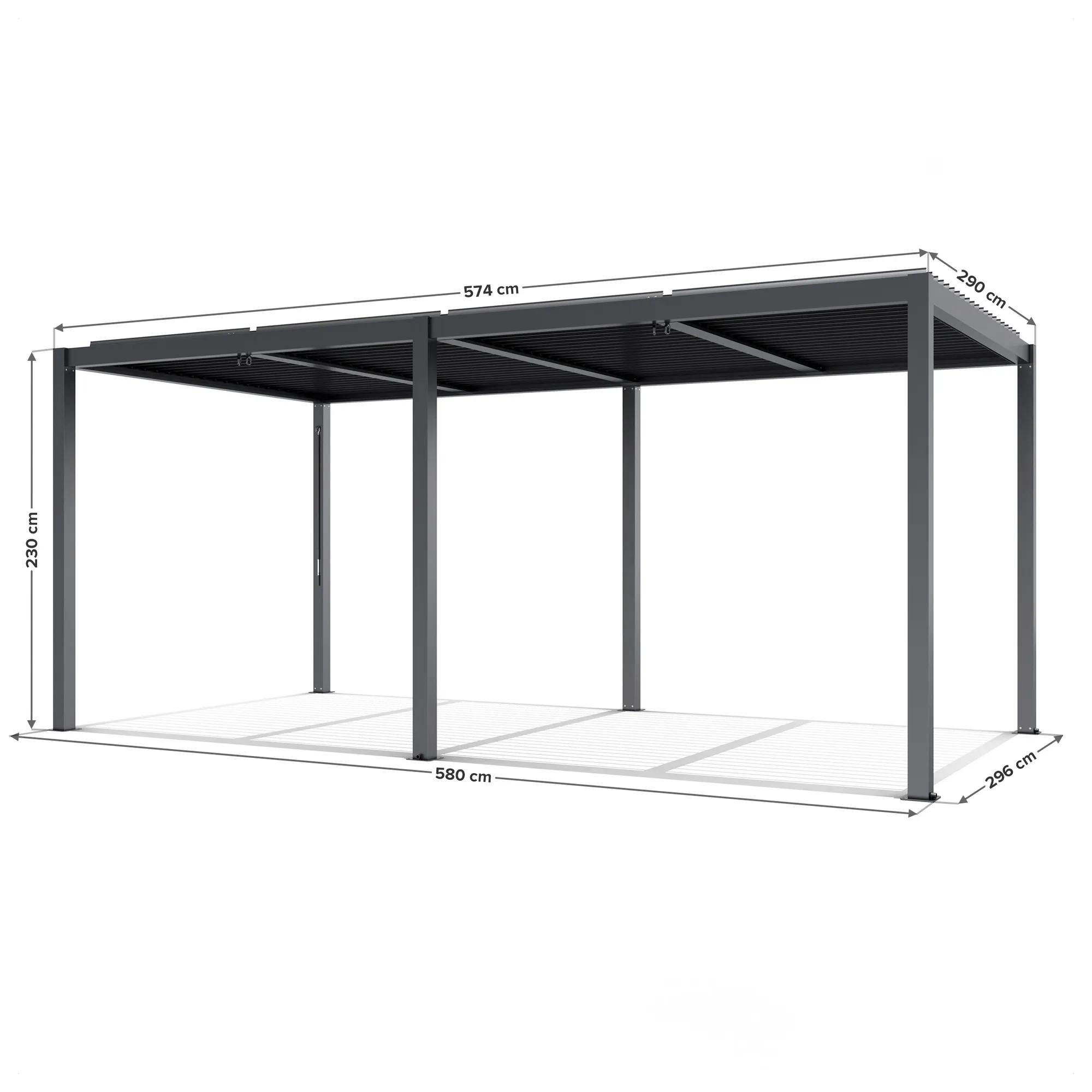 Pergola tarasowa Luxe 5.8 x 3 m antracytowa z LED - zdjęcie 10