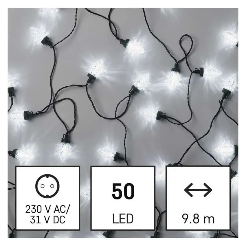 EMOS Łańcuch Świetlny LED Tradycyjne Szyszki RETRO 50 LED 9,8m (Zimna Biel)