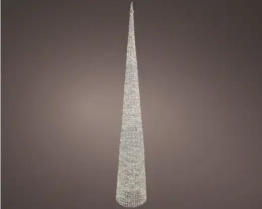 Maxi Stożek Choinka Świetlna 3200 LED 280cm – Ciepła Biel (Twinkle / Flash) Srebrny Stelaż