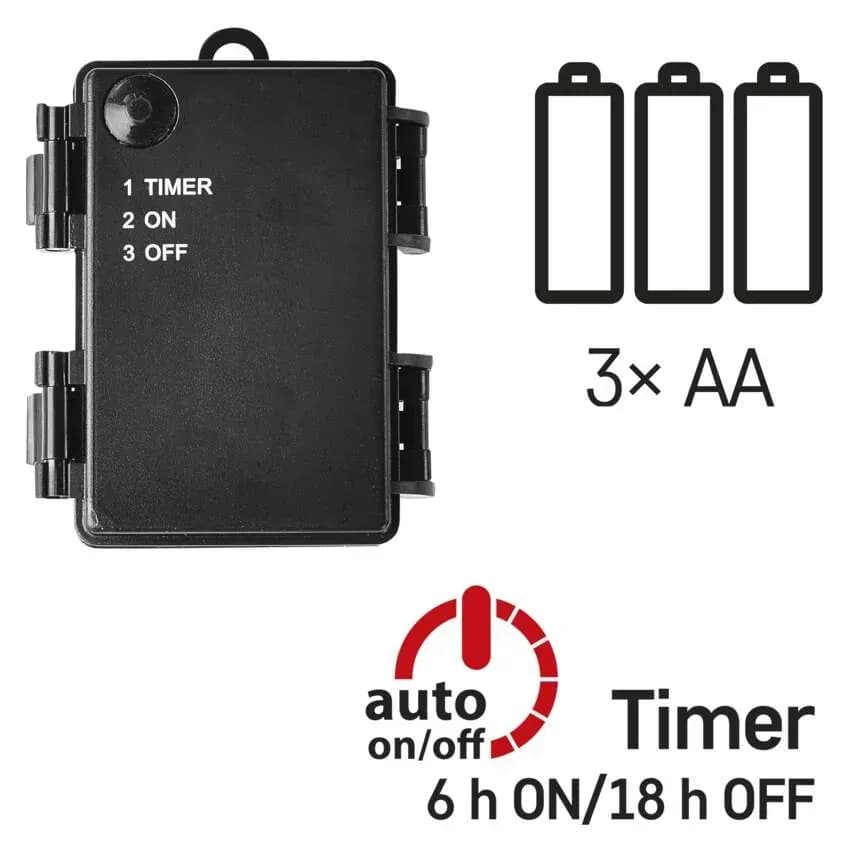 EMOS Łańcuch Choinkowy Bateryjny CLASSIC 120 LED 8,4m (Zimna Biel) – IP44 z Timerem